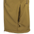 Close-up of the Condor Westpac Softshell Jacket in tan, showcasing a vertical zippered pocket with pull tab, designed for tactical and law enforcement use.