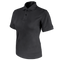 The Condor Womens Short Sleeve Performance Tactical Polo, a black collared shirt with two buttons, is designed for law enforcement professionals and shown on a white background.
