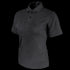 The Condor Womens Short Sleeve Performance Tactical Polo, a black collared shirt with two buttons, is designed for law enforcement professionals and shown on a white background.