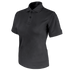 The Condor Womens Short Sleeve Performance Tactical Polo, a black collared shirt with two buttons, is designed for law enforcement professionals and shown on a white background.