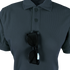 A Condor Womens Short Sleeve Performance Tactical Polo with three buttons features a pair of black sunglasses hanging from the middle buttonhole.