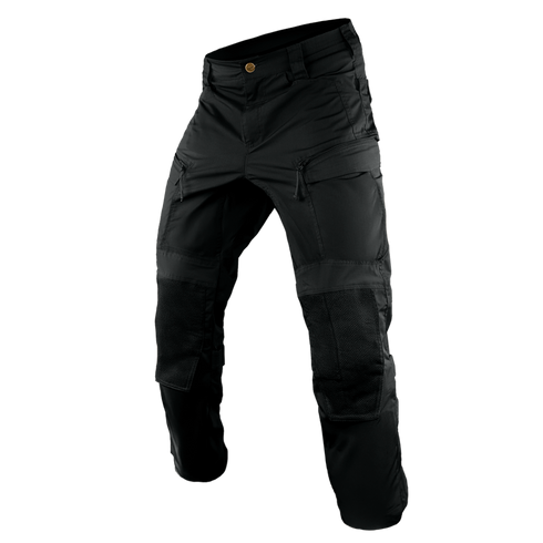 Condor Paladin Tactical Pants in black, featuring zippered pockets, reinforced knees, and belt loops, shown on a plain white background.