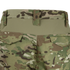 Close-up view of the back of Condor Paladin Tactical Pants - MultiCam, featuring two back flap pockets and a green waistband.