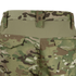 Close-up view of the back of Condor Paladin Tactical Pants - MultiCam, featuring two back flap pockets and a green waistband.