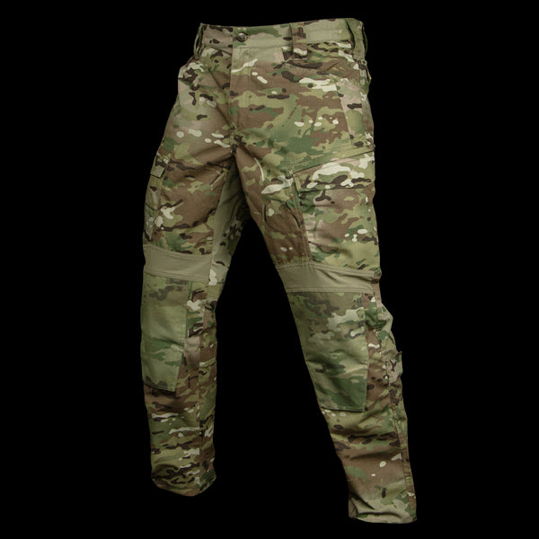 The Condor Paladin Tactical Pants in MultiCam feature reinforced knee panels and multiple pockets, shown against a white background.