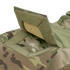 Close-up of Condor’s Paladin Tactical Pants in MultiCam, featuring an open Velcro flap revealing a ballistic trauma pad insert.