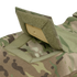 Close-up of Condor’s Paladin Tactical Pants in MultiCam, featuring an open Velcro flap revealing a ballistic trauma pad insert.