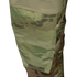 Close-up of Condor Paladin Tactical Pants in MultiCam, highlighting the camouflage-patterned fabric patch, detailed stitching, and contrasting textures.