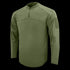 The Condor Trident Long Sleeve Battle Top is an olive green tactical shirt with a quarter-zip collar and patch area on the upper sleeve, shown on a plain background.