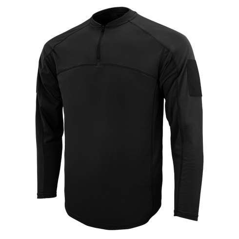 The Condor Trident Long Sleeve Battle Top features a black half-zip front, stand-up collar, and upper left sleeve patch area, shown on a plain background.