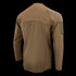 The Condor Trident Long Sleeve Battle Top is shown from the back in brown, with a patch on the upper left sleeve and visible stitching along the seams.