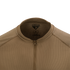 Close-up of the Condor Trident Long Sleeve Battle Top in tan, featuring a partial front zipper and reinforced stitching on the collar and shoulders.