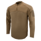 The Condor Trident Long Sleeve Battle Top features a tan color, quarter-zip collar, and Velcro patch on the upper sleeve, shown against a plain background.