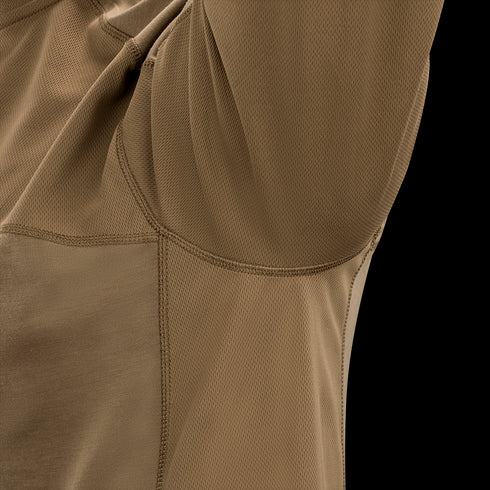 Close-up of the underarm area on the Condor Trident Long Sleeve Battle Top, highlighting stitching details and contrasting fabric textures.