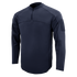 The Condor Trident Long Sleeve Battle Top is a navy blue tactical shirt featuring a quarter-zip collar, chest seam detail, and a patch area on the upper left sleeve.