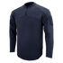 The Condor Trident Long Sleeve Battle Top is a navy blue tactical shirt featuring a quarter-zip collar, chest seam detail, and a patch area on the upper left sleeve.