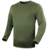 The Condor Base II Crew Pullover is an olive green, long-sleeve crewneck shirt with thumbholes—perfect for bushcraft adventures—shown on a plain background.