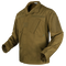 The Condor Cadet Class C Uniform Coat is a brown tactical jacket with multiple angled chest and arm pockets, velcro patches, and long sleeves—ideal for military or law enforcement—displayed on a plain background.