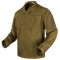 The Condor Cadet Class C Uniform Coat is a brown tactical jacket with multiple angled chest and arm pockets, velcro patches, and long sleeves—ideal for military or law enforcement—displayed on a plain background.