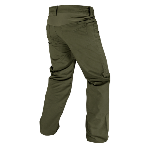 Back view of Condor Odyssey Pants Gen III in olive green with multiple pockets and straight legs, designed for military or first responders, shown on a plain white background.