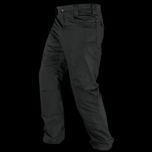 The Condor Odyssey Pants Gen III are black tactical cargo pants with multiple pockets, ideal for first responders, shown on a white background.