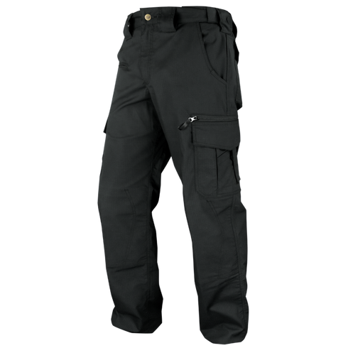 Condor Mens Protector EMS Pants in black, featuring multiple pockets including side and zippered styles, shown against a white background.