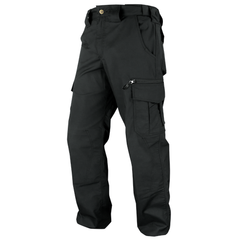 Condor Mens Protector EMS Pants in black, featuring multiple pockets including side and zippered styles, shown against a white background.