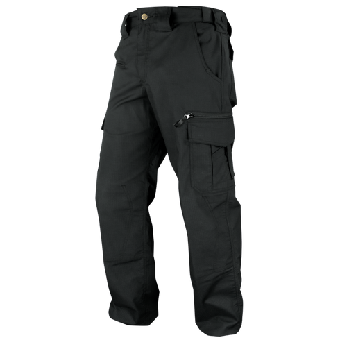 Condor Mens Protector EMS Pants in black, featuring multiple pockets including side and zippered styles, shown against a white background.