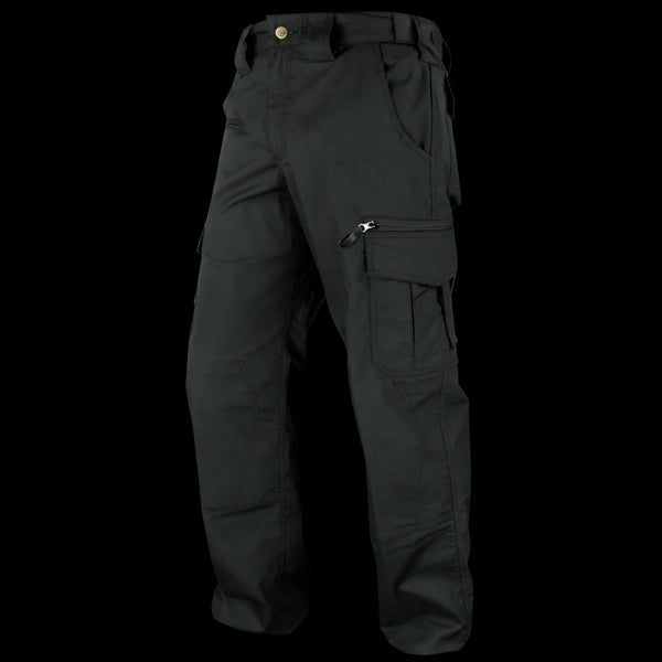 Condor Mens Protector EMS Pants in black, featuring multiple pockets including side and zippered styles, shown against a white background.