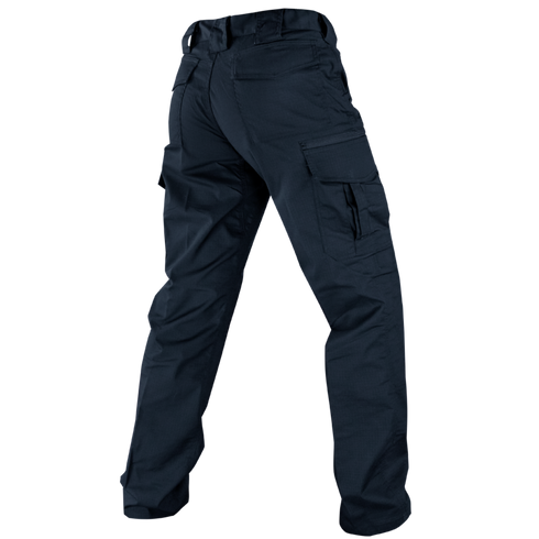 The Condor Women's Protector EMS Pants, shown from the back, feature a relaxed fit and multiple pockets in a dark navy color.