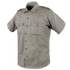 The Condor Mens Class B Uniform Shirt is a short-sleeve khaki shirt featuring a button front, two button-flap chest pockets, and shoulder epaulets, ideal for tactical or law enforcement use. Now on SALE. Displayed on a plain background.