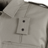 Close-up of the Condor Mens Class B Uniform Shirt in khaki, featuring a pointed collar, shoulder epaulet, chest pocket with visible stitching, and metal snap buttons. Now on SALE.