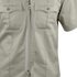 Close-up of the Condor Women's Class B Uniform Shirt in light khaki, featuring short sleeves, two chest pockets with button flaps, and a visible front zipper.
