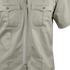 Close-up of the Condor Mens Class B Uniform Shirt in beige, featuring short sleeves, two chest pockets, and a white center zipper. Now on SALE.