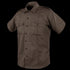 The Condor Mens Class B Uniform Shirt, on sale, is a short-sleeve brown button-up with two chest pockets and shoulder epaulets, inspired by classic military style and displayed on a plain background.