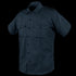 The Condor Mens Class B Uniform Shirt | SALE features short sleeves, dark navy color, dual chest pockets, tactical shoulder epaulets, and a pointed collar—perfect for military or law enforcement professionals.