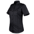 The Condor Womens Class B Uniform Shirt, a black short-sleeve button-up with two chest pockets and collar, is designed for range sessions and showcased on a plain background. On sale now.