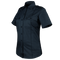 The Condor Womens Class B Uniform Shirt | SALE is a short-sleeve dark navy button-up with two chest pockets and shoulder epaulets, featuring classic military style, shown on a white background.