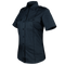 The Condor Womens Class B Uniform Shirt | SALE is a short-sleeve dark navy button-up with two chest pockets and shoulder epaulets, featuring classic military style, shown on a white background.