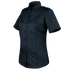 The Condor Womens Class B Uniform Shirt | SALE is a short-sleeve dark navy button-up with two chest pockets and shoulder epaulets, featuring classic military style, shown on a white background.
