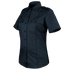 The Condor Womens Class B Uniform Shirt | SALE is a short-sleeve dark navy button-up with two chest pockets and shoulder epaulets, featuring classic military style, shown on a white background.