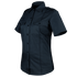 The Condor Womens Class B Uniform Shirt | SALE is a short-sleeve dark navy button-up with two chest pockets and shoulder epaulets, featuring classic military style, shown on a white background.