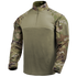 Condor’s Long Sleeve Combat Shirt Gen II in Scorpion OCP features camouflage sleeves and shoulders, a zippered collar, and a Velcro patch on the upper arm.