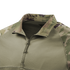 Close-up of the Condor Long Sleeve Combat Shirt Gen II in Scorpion OCP, highlighting the quarter-zip collar and detailed fabric texture and camouflage pattern.