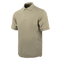The Condor Short Sleeve Dri-Flex Tactical Polo is a khaki shirt featuring a three-button placket, short sleeves, and a small side pocket, shown against a white background.