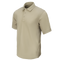 Condor Short Sleeve Dri-Flex Tactical Polo in tan, shown on a blank background, features a classic collar and three-button placket.