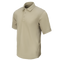 Condor Short Sleeve Dri-Flex Tactical Polo in tan, shown on a blank background, features a classic collar and three-button placket.