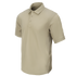 Condor Short Sleeve Dri-Flex Tactical Polo in tan, shown on a blank background, features a classic collar and three-button placket.