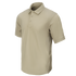 Condor Short Sleeve Dri-Flex Tactical Polo in tan, shown on a blank background, features a classic collar and three-button placket.