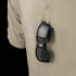 A pair of black sunglasses is clipped to the chest pocket of a beige Condor Short Sleeve Dri-Flex Tactical Polo.